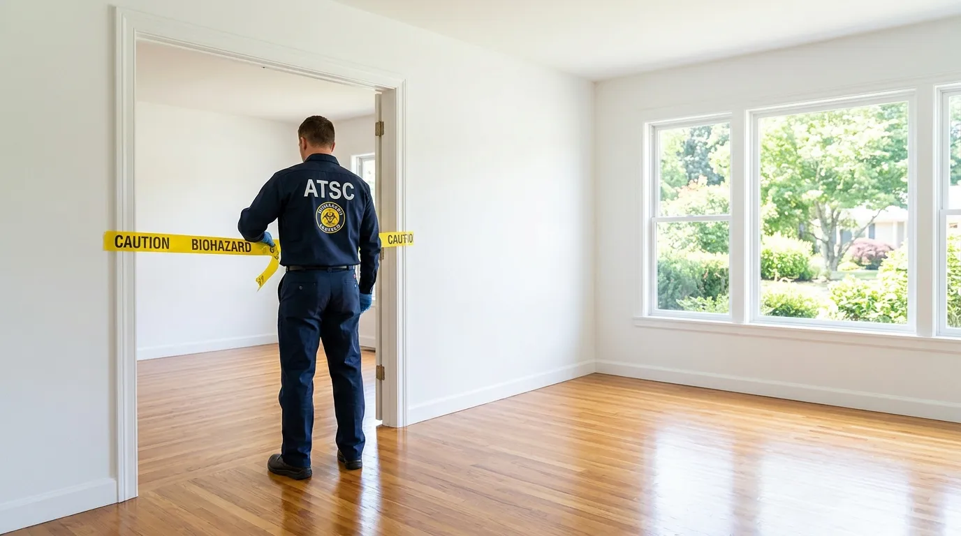 Certified biohazard cleanup crew performing Decomposition Cleanup in Somerville